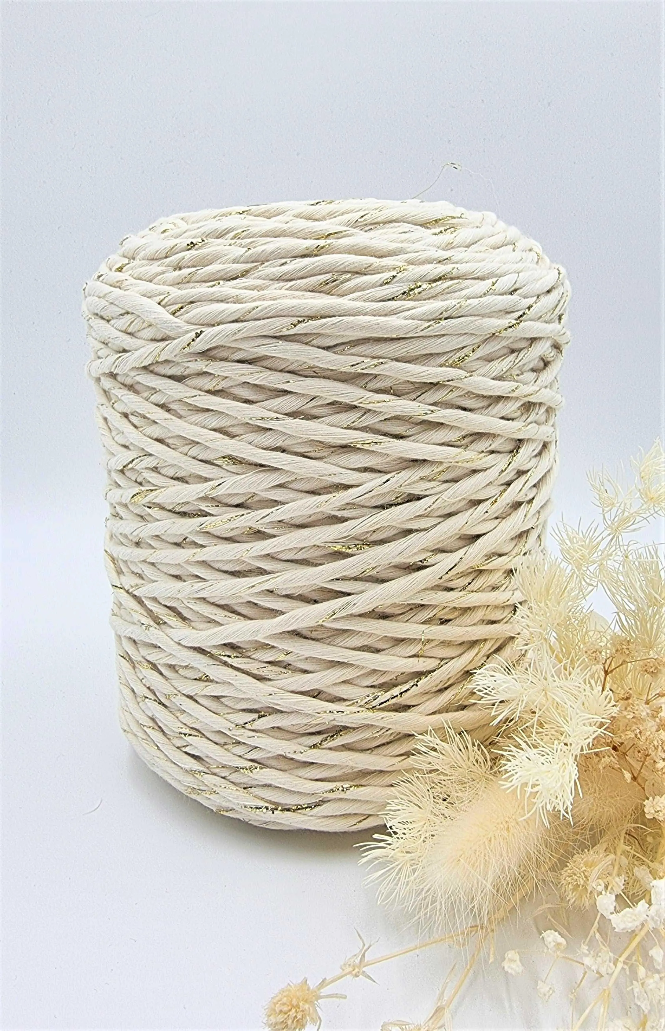 Shiny Gold Natural- 3MM Single Strand Luxe Cotton String 1KG