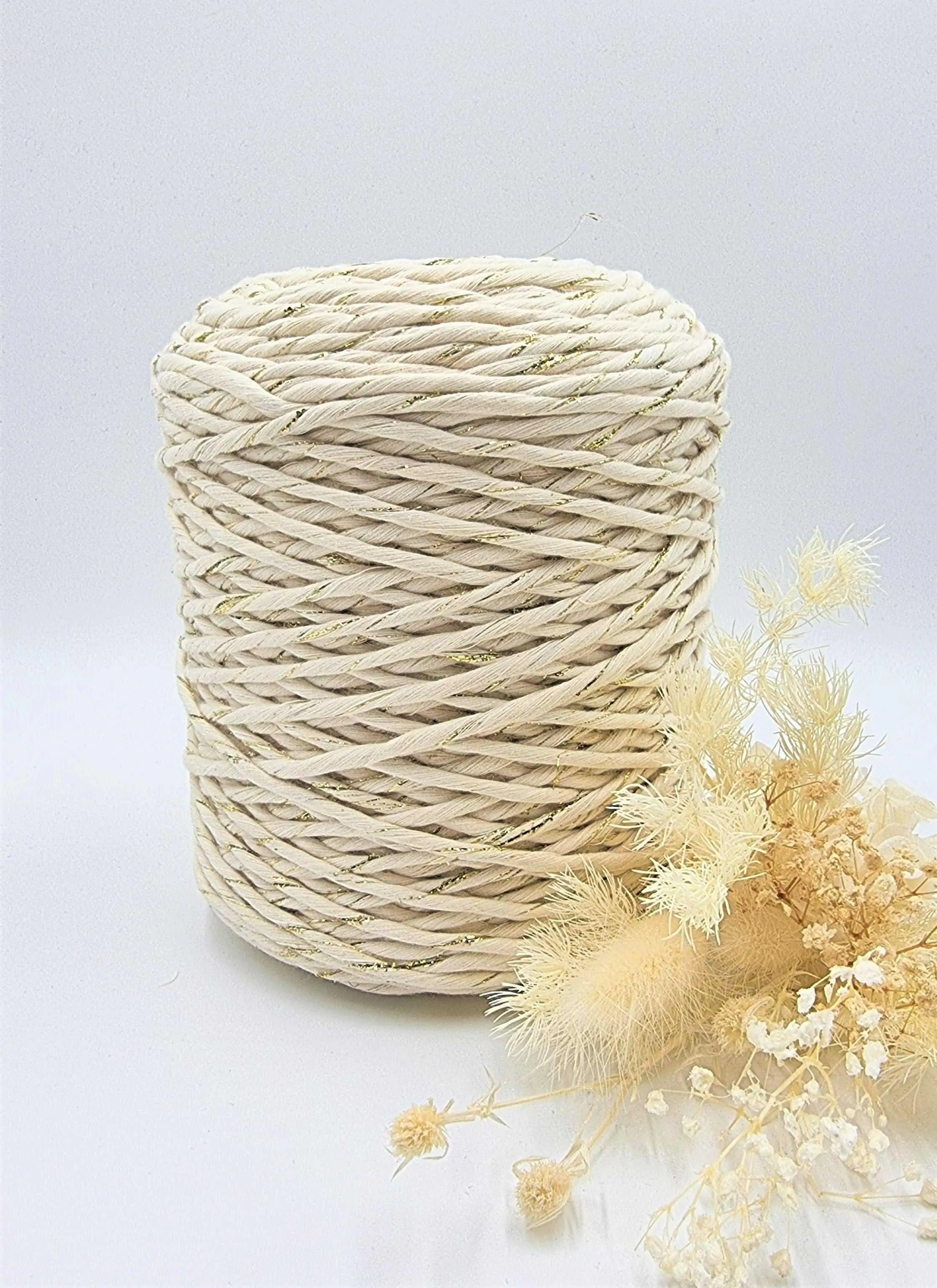 Shiny Gold Natural- 3MM Single Strand Luxe Cotton String 1KG