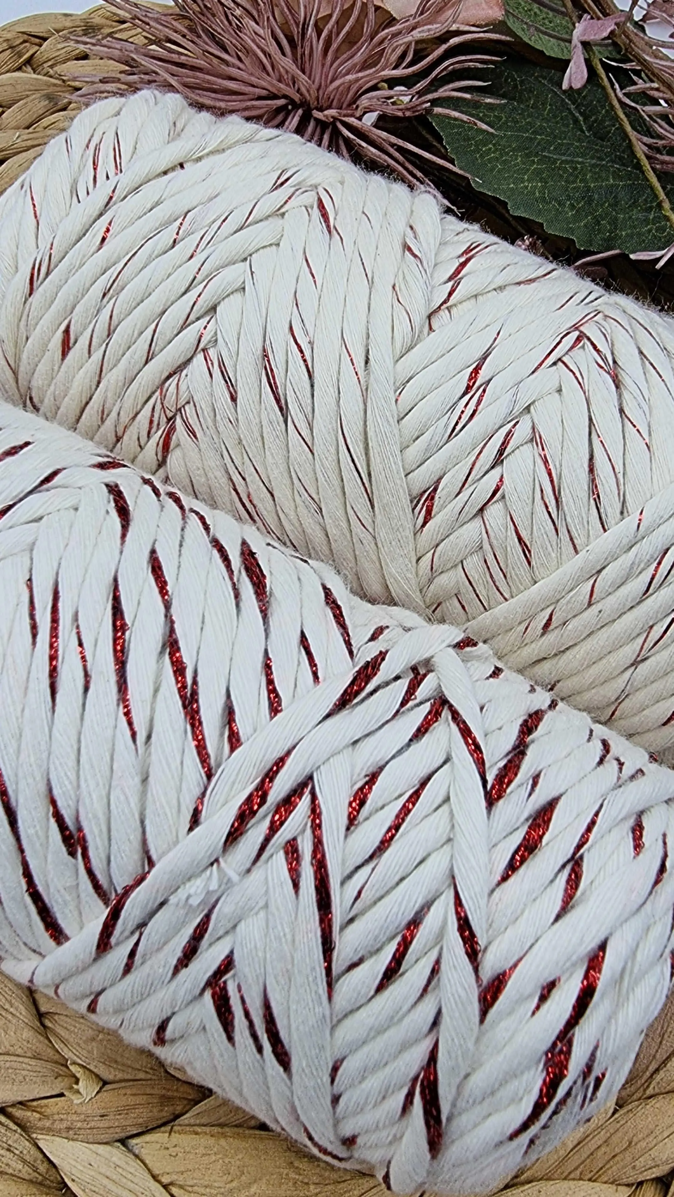 Shiny Red Macrame Cord - 3MM Single Strand Luxe Cotton String