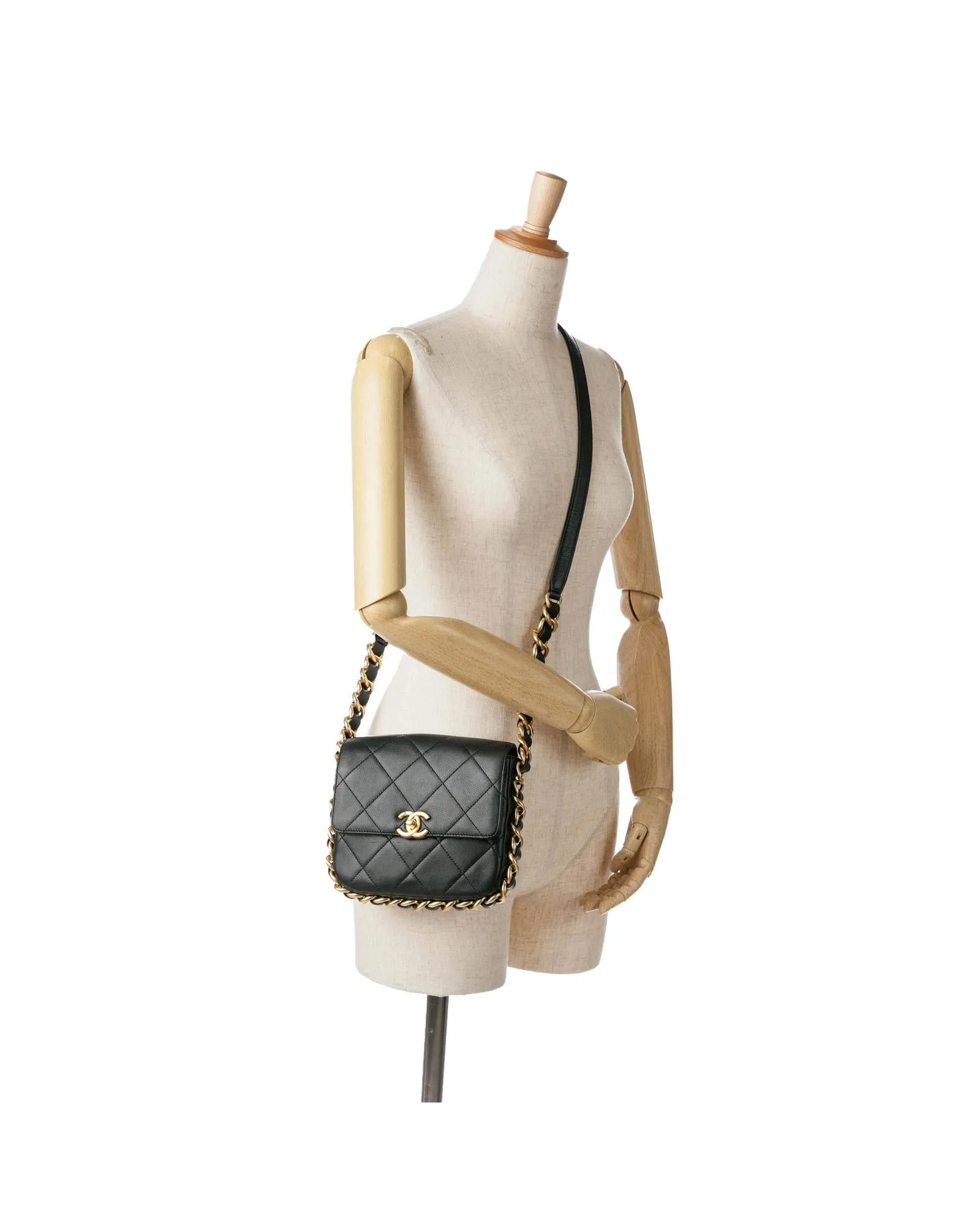 Small Quilted Calfskin Chain Flap Crossbody Bag