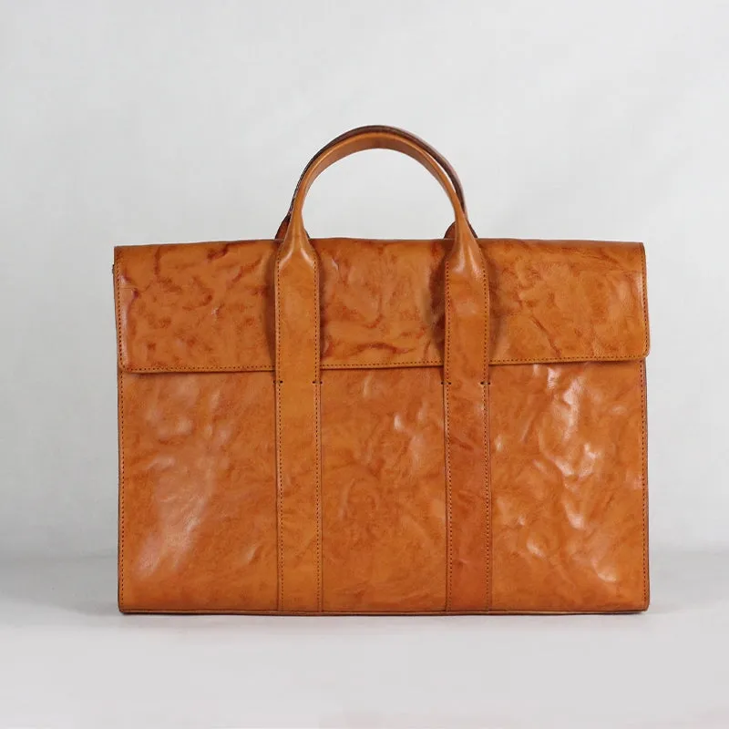 Vintage Design Vegetable Tanned Leather Women's Large Capacity Handbag